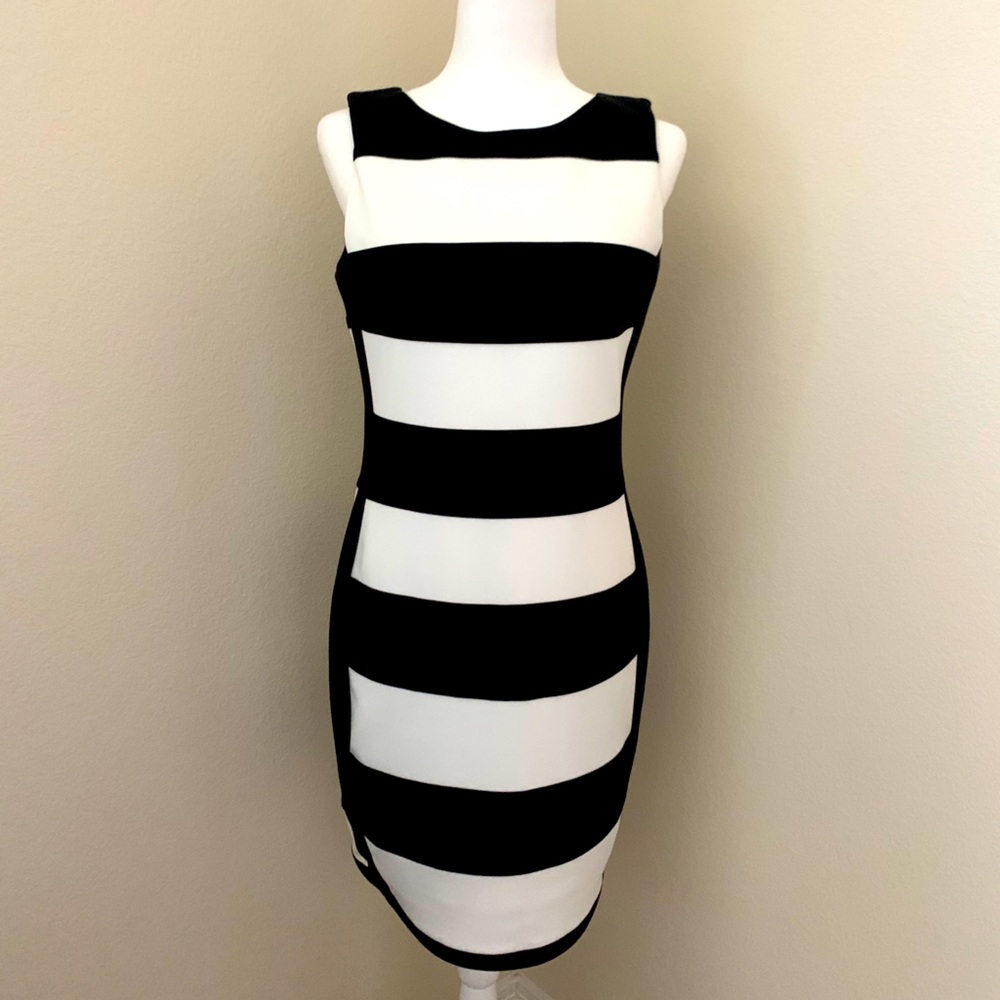 Calvin Klein Black & White Striped Dress - Sz 6